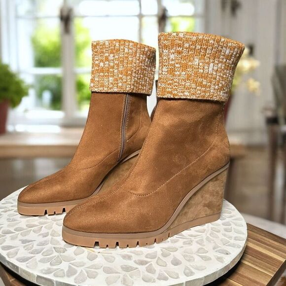 Donald Pliner $288 Sindie Suede Knit Cuff Wedge Boots Size 9 NEW - Picture 6 of 11